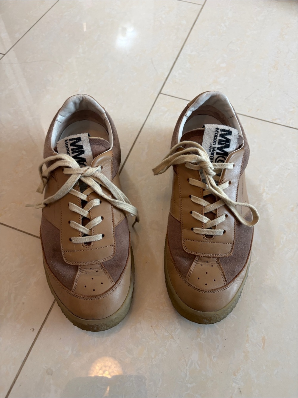 MM6 Maison Martin Margiela Tan Suede & Leather Sneaker